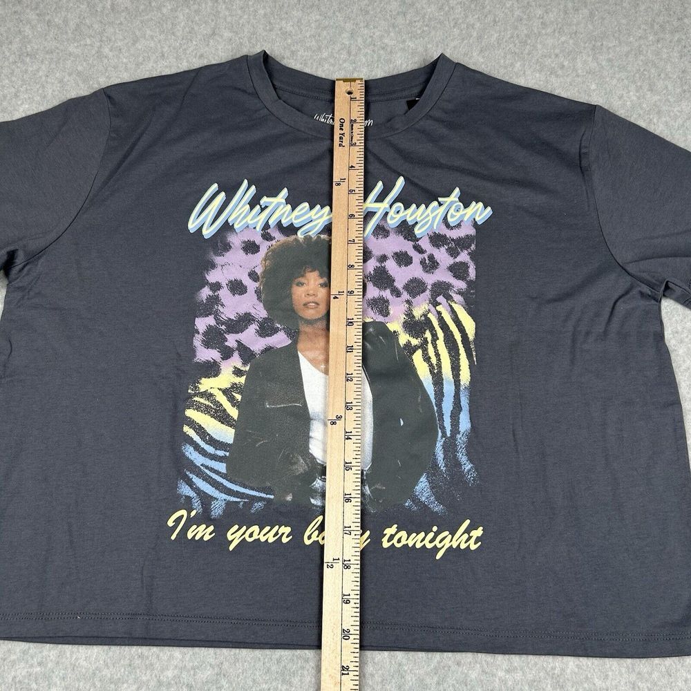 Whitney Houston Graphic Womens Sz L Crop T-Shirt I'm Your Baby Tonight - Picture 4 of 6